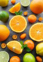 Fresh summer citrus fruits photo