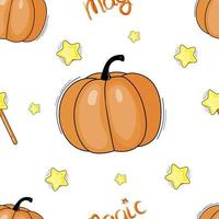 seamless pattern halloween pumpkin and stars vector