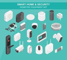 smart home and security equipment items cctv camera wireless home assistant electrical appliance isometric vector set