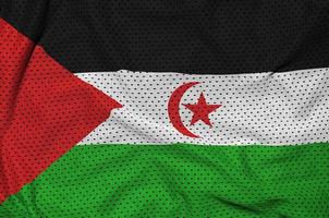 Western Sahara flag printed on a polyester nylon sportswear mesh photo