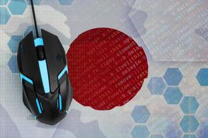 Japan flag  and computer mouse. Digital threat, illegal actions on the Internet photo