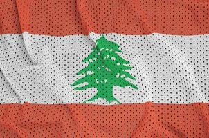 Lebanon flag printed on a polyester nylon sportswear mesh fabric photo