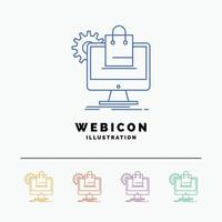 shopping. online. ecommerce. services. cart 5 Color Line Web Icon Template isolated on white. Vector illustration