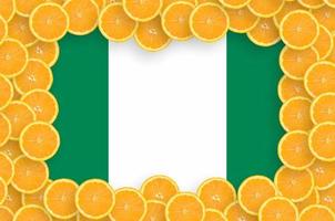 Nigeria flag  in fresh citrus fruit slices frame photo