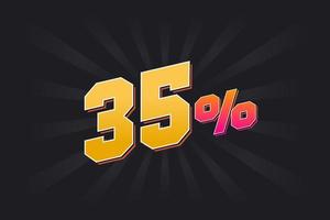 35 discount banner with dark background and yellow text. 35 percent sales promotional design. vector