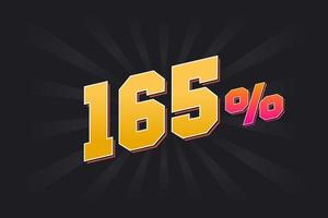 165 discount banner with dark background and yellow text. 165 percent sales promotional design. vector