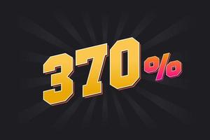 370 discount banner with dark background and yellow text. 370 percent sales promotional design. vector