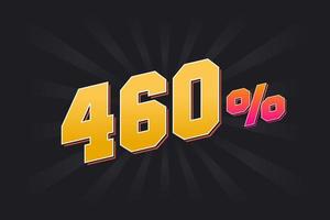 460 discount banner with dark background and yellow text. 460 percent sales promotional design. vector