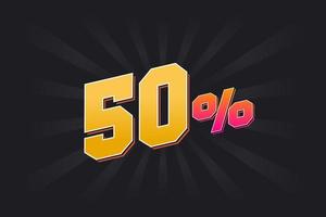 50 discount banner with dark background and yellow text. 50 percent sales promotional design. vector