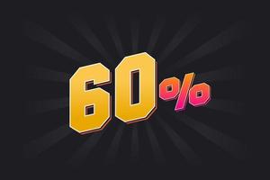 60 discount banner with dark background and yellow text. 60 percent sales promotional design. vector