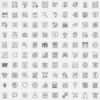 paquete de 100 iconos de líneas universales para móviles y web vector