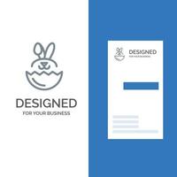 Egg Rabbit Easter Grey Logo Design and Business Card Template vector