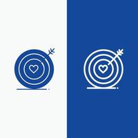 Target Love Heart Wedding Line and Glyph Solid icon Blue banner Line and Glyph Solid icon Blue banne vector