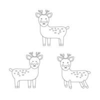 Set of deer outline, line style. Vector illustration