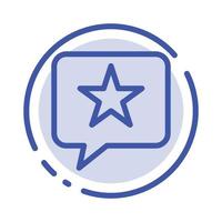 chat mensaje favorito estrella azul línea punteada icono de línea vector