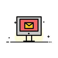 Computer Mail Chat Service  Business Flat Line Filled Icon Vector Banner Template