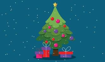 A Christmas tree with gifts. vector