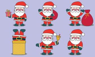 conjunto de santa claus en diferentes poses. Año Nuevo. Navidad. vector