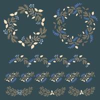 Set of Christmas wreaths, frames, borders on a dark background vector