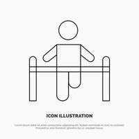 Exercise Gym Gymnastic Health Man Line Icon Vector