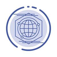 Globe Polygon Space Idea Blue Dotted Line Line Icon vector