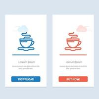 Tea Cup Coffee Hotel  Blue and Red Download and Buy Now web Widget Card Template vector