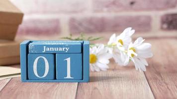 Calendar date blocks display January first new years day video