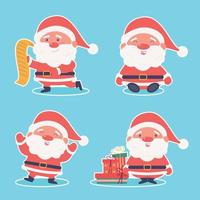 un conjunto de pegatinas de personajes de santa claus. Navidad. vector