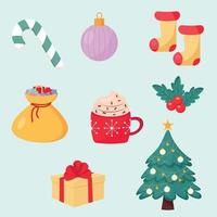 Set of Christmas elements for the holiday Vector illustration.