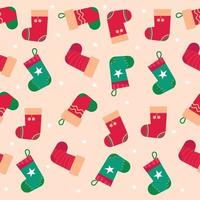 Christmas pattern of different socks. Vector