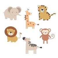 Set of cartoon animals boho. Vector illustration