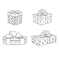 conjunto de regalos con patrones de estilo de línea. ilustración vectorial vector