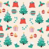 Seamless Christmas pattern with decorations. Vector illustration