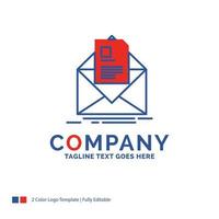 Company Name Logo Design For mail. contract. letter. email. briefing. Blue and red Brand Name Design with place for Tagline. Abstract Creative Logo template for Small and Large Business. vector