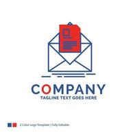 diseño del logotipo del nombre de la empresa para el correo. contrato. carta. Email. instrucciones. diseño de marca azul y rojo con lugar para eslogan. plantilla de logotipo creativo abstracto para pequeñas y grandes empresas. vector