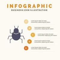 Bug Nature Virus Indian Solid Icon Infographics 5 Steps Presentation Background vector