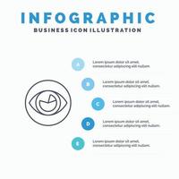 Vision Eye View Reality Look Line icon with 5 steps presentation infographics Background vector