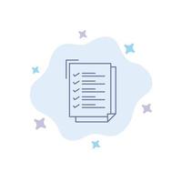 Checklist To Do List Work Task Notepad Blue Icon on Abstract Cloud Background vector