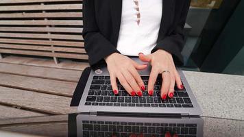 A Red Haired Business Woman Working Outdoors video