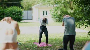 grupo de pessoas fazem ioga juntos em um parque video