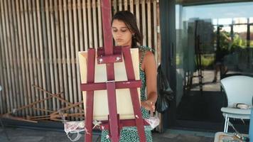 A Woman Painting in Art Class video