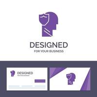 Creative Business Card and Logo template Shield Secure Male User Data Vector Illustration