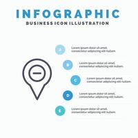 Location Map Navigation Pin minus Line icon with 5 steps presentation infographics Background vector