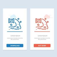 Factory Industry Sewage Waste Water  Blue and Red Download and Buy Now web Widget Card Template vector