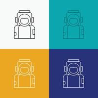 astronaut. space. spaceman. helmet. suit Icon Over Various Background. Line style design. designed for web and app. Eps 10 vector illustration