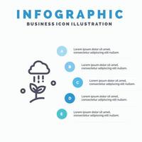 nube lluvia nube naturaleza primavera lluvia línea icono con 5 pasos presentación infografía fondo vector