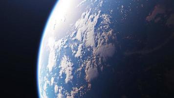 Vergrößern Sie den Oberflächenplaneten, die Erde im engen Orbit, die Skyline der Welt, die Seite des Globus. erstaunliche Aussicht aus dem Weltraum. ultrahochauflösend. 4k animierter Weltraumhintergrund. video