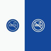 No smoking Smoking No Hotel Line and Glyph Solid icon Blue banner vector