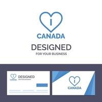 tarjeta de visita creativa y plantilla de logotipo amor corazón canadá ilustración vectorial vector