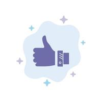 Like Business Finger Hand Solution Thumbs Blue Icon on Abstract Cloud Background vector